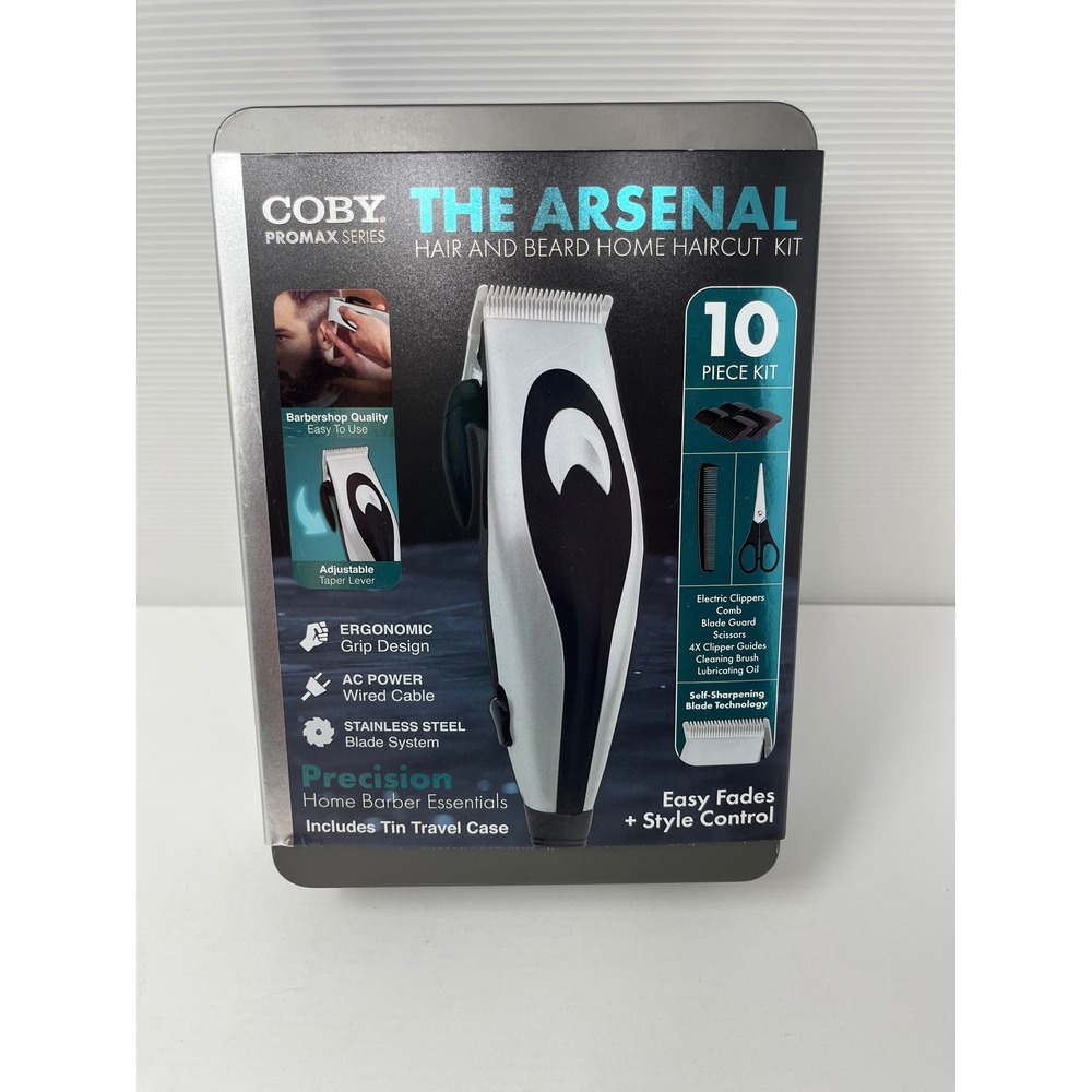 Coby ProMax Series The Arsenal 10 Piece Hair and Beard Home Haircut Kit READ